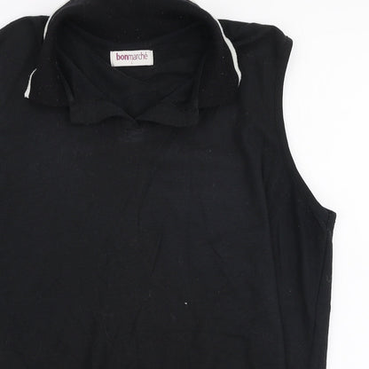 Womens UK Size L Bonmarche Black Basic Polo