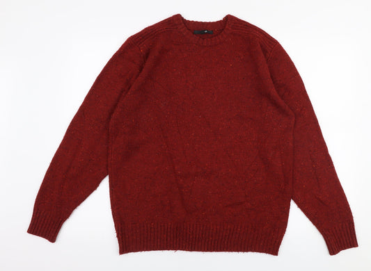 George Mens Red Round Neck  Acrylic Pullover Jumper Size M