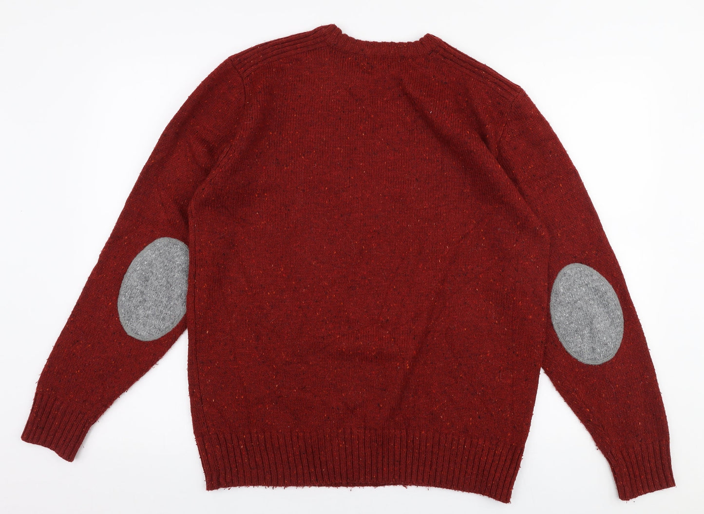 George Mens Red Round Neck  Acrylic Pullover Jumper Size M