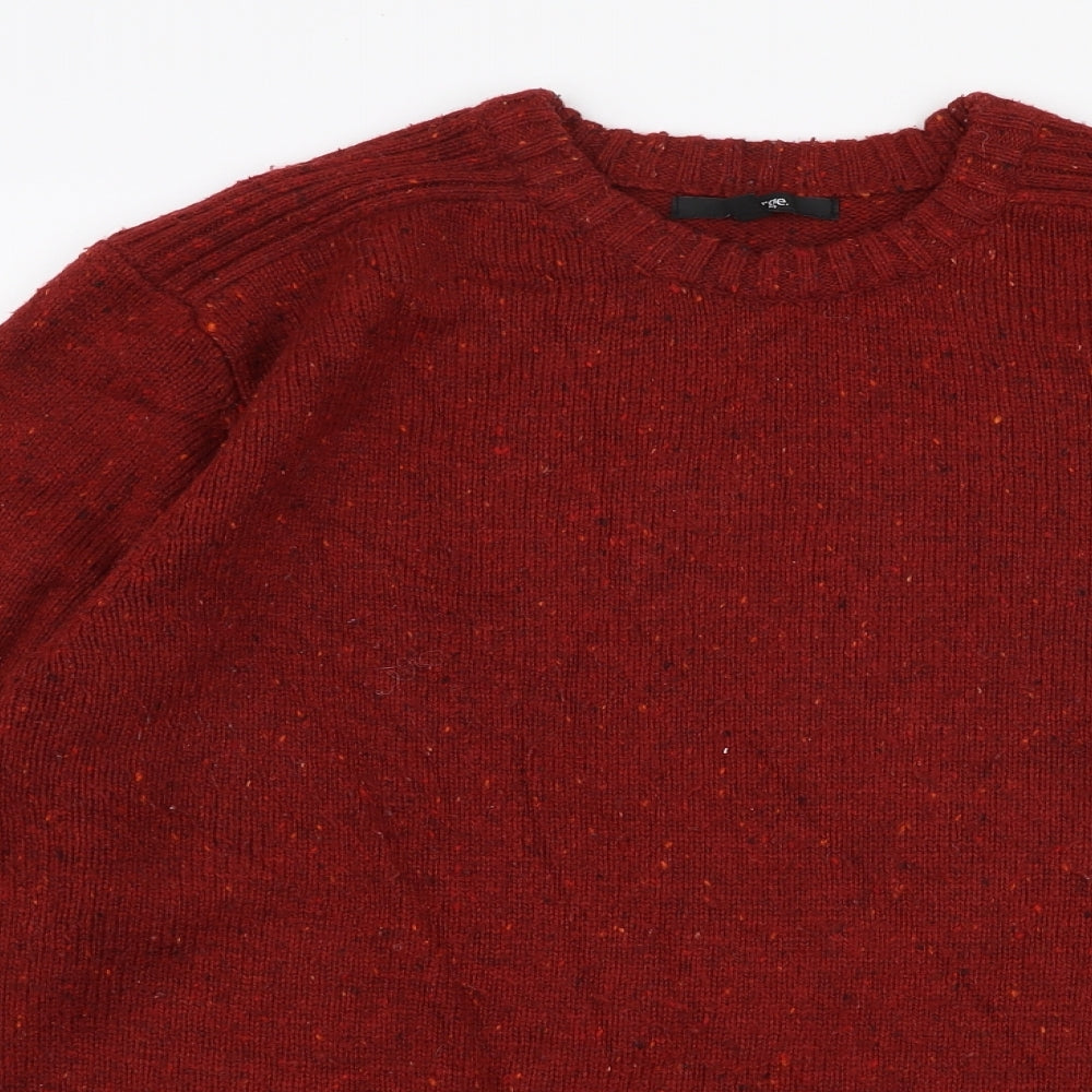 George Mens Red Round Neck  Acrylic Pullover Jumper Size M