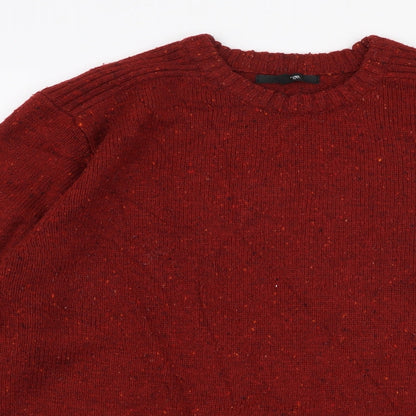 George Mens Red Round Neck  Acrylic Pullover Jumper Size M