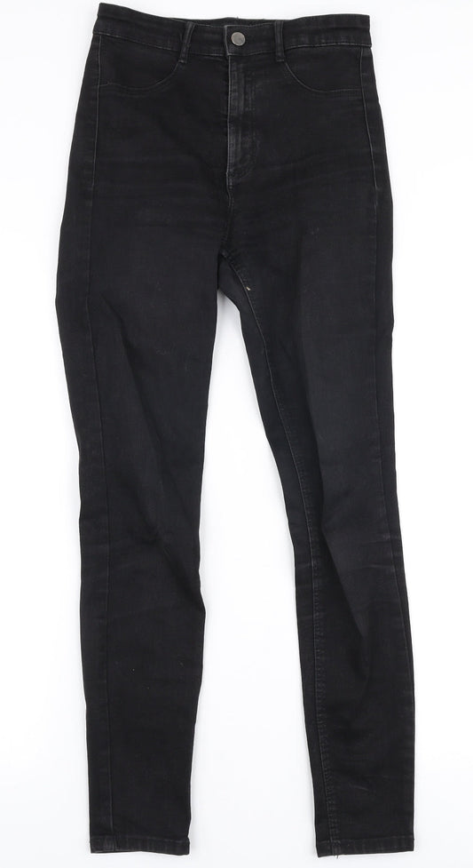 Zara Womens Black  Cotton Skinny Jeans Size 8 L28 in Slim Zip