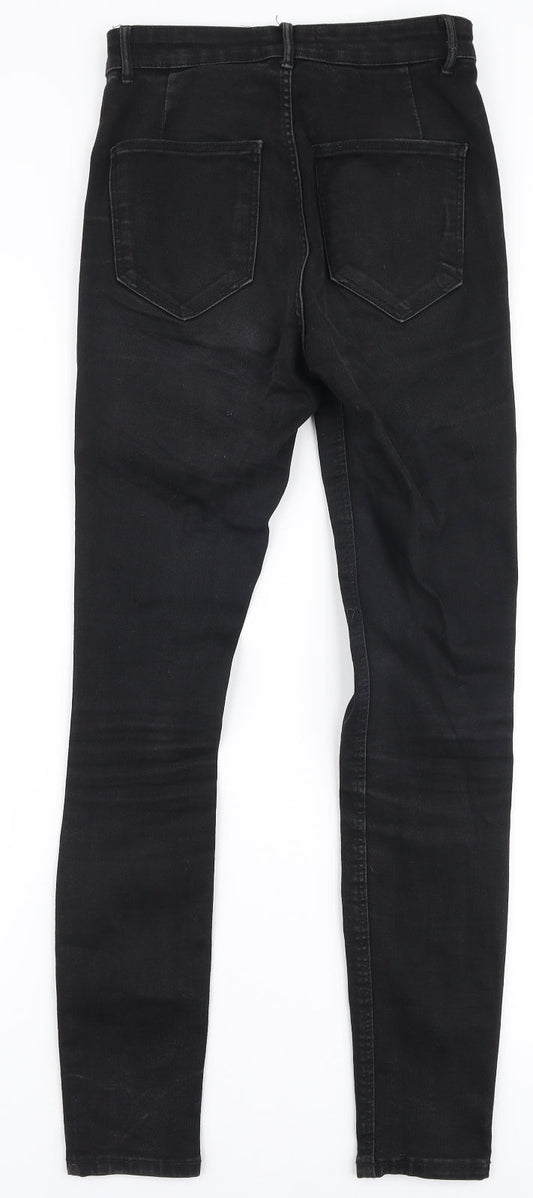 Zara Womens Black  Cotton Skinny Jeans Size 8 L28 in Slim Zip