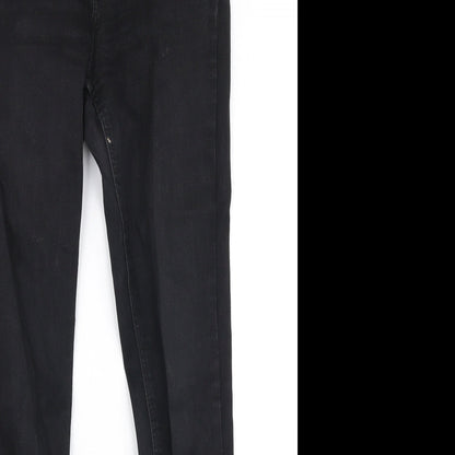 Zara Womens Black  Cotton Skinny Jeans Size 8 L28 in Slim Zip
