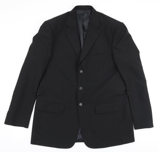 F&F Mens Black  Polyester Jacket Suit Jacket Size 42