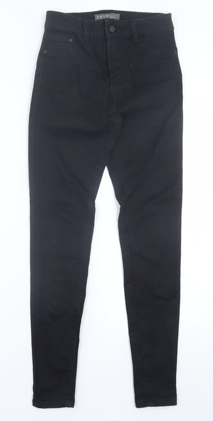 Denim & Co. Womens Black  Cotton Skinny Jeans Size 6 L29 in Regular Button