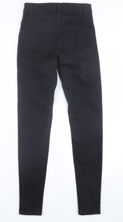 Denim & Co. Womens Black  Cotton Skinny Jeans Size 6 L29 in Regular Button