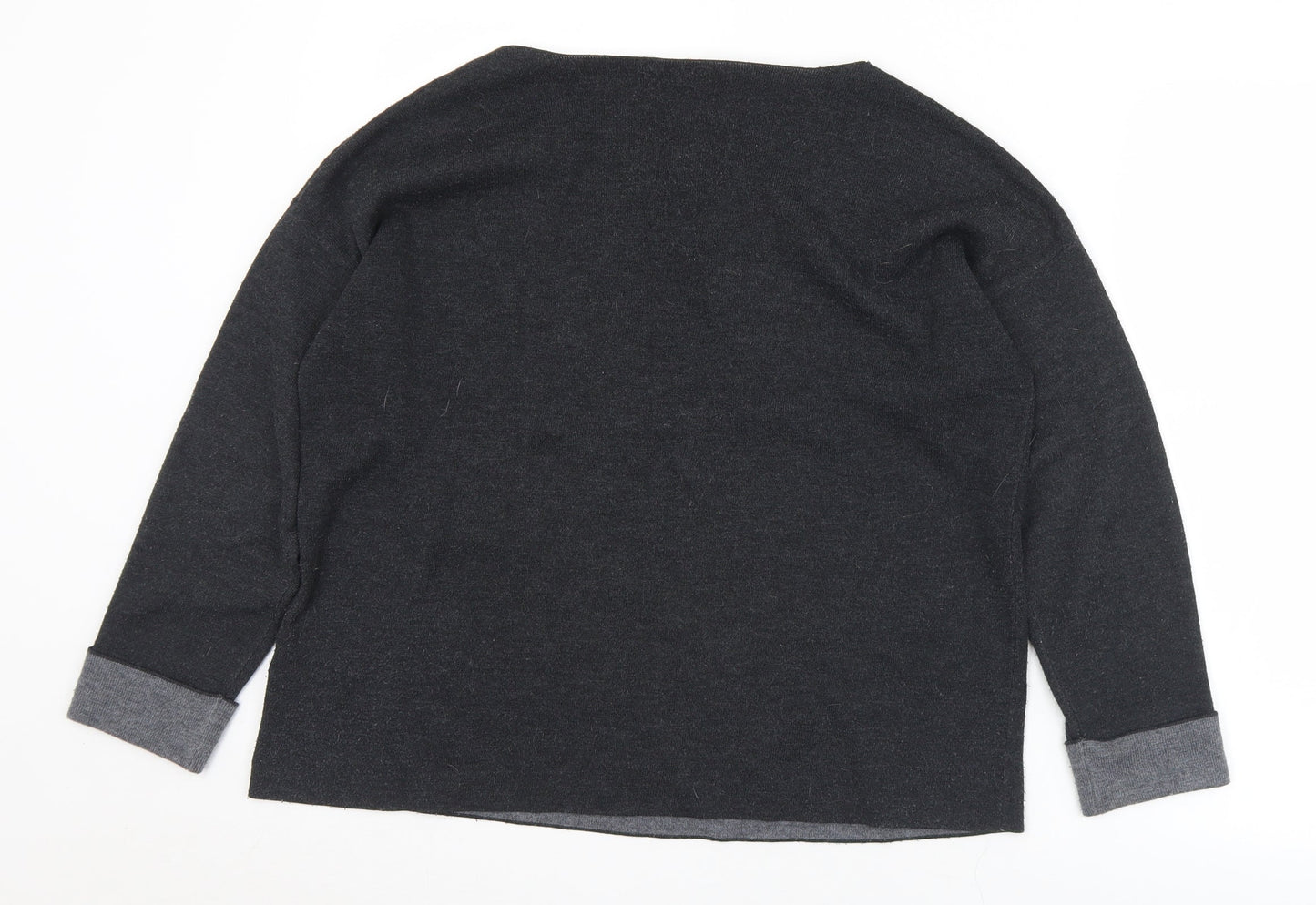 Basic Womens Black Boat Neck  Viscose Pullover Jumper Size S