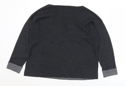 Basic Womens Black Boat Neck  Viscose Pullover Jumper Size S