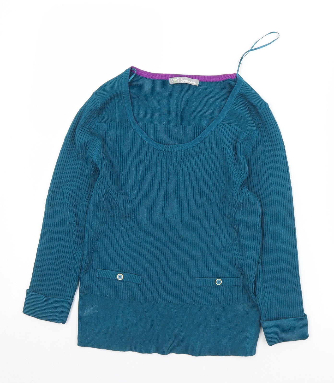 Womens UK Size 14 Marks and Spencer Green Pullover Jumper