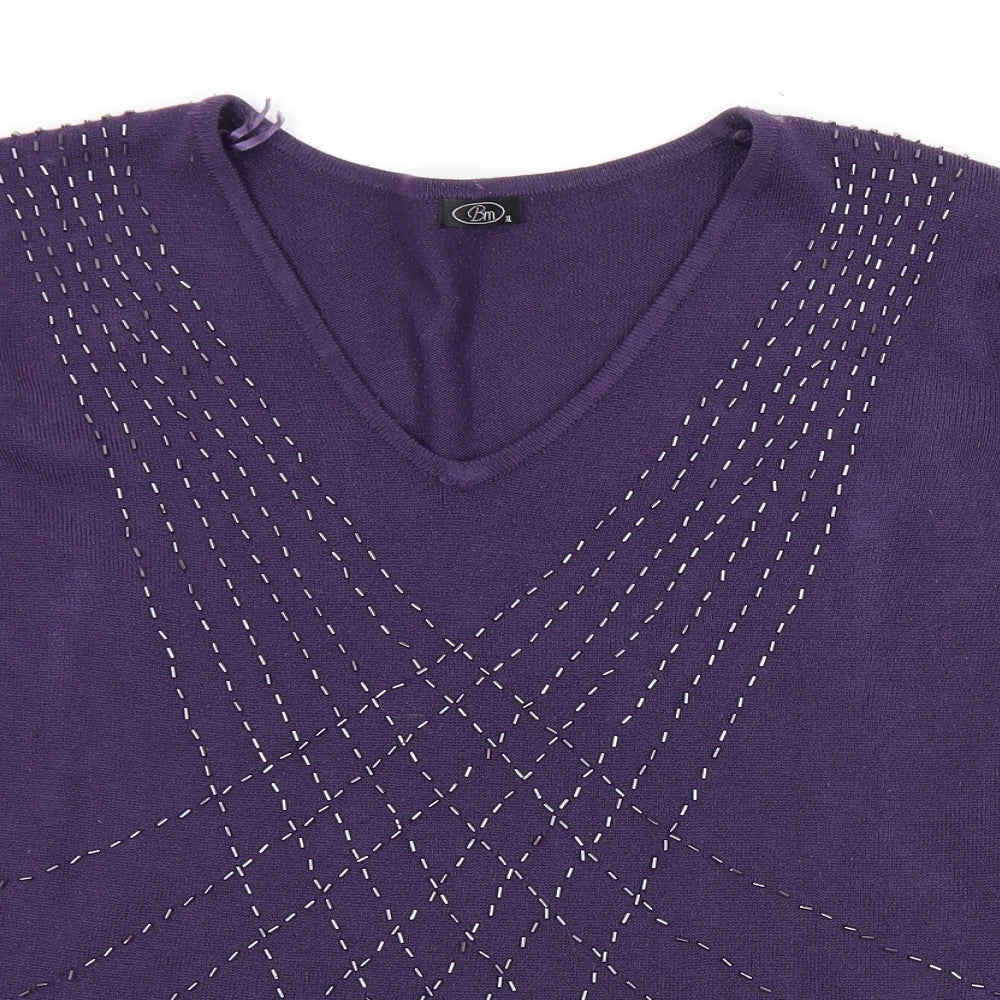 Womens UK Size XL BM Purple Pullover Jumper