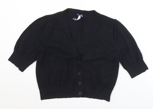 BHS Womens Black V-Neck  Viscose Cardigan Jumper Size 10