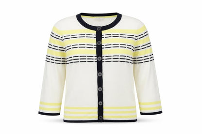 Country Casuals Womens Multicoloured Round Neck Geometric Viscose Cardigan Jumper Size M