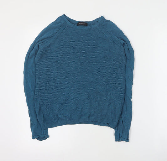 Autograph Womens Blue Round Neck  Viscose Pullover Jumper Size 8