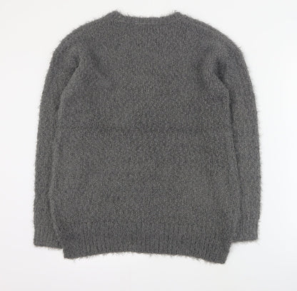 Amara Raya Womens Grey Round Neck  Polyester Pullover Jumper Size S