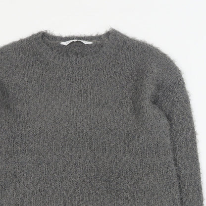 Amara Raya Womens Grey Round Neck  Polyester Pullover Jumper Size S