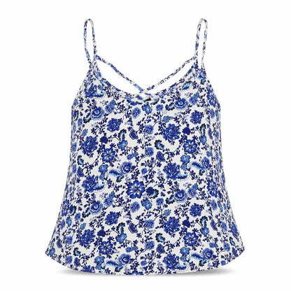 H&M Womens White Floral Viscose Basic Tank Size 8 V-Neck