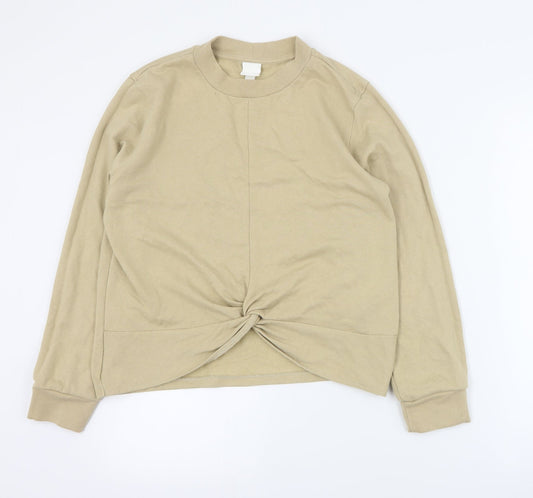 H&M Womens Beige  Cotton Pullover Sweatshirt Size M  Pullover