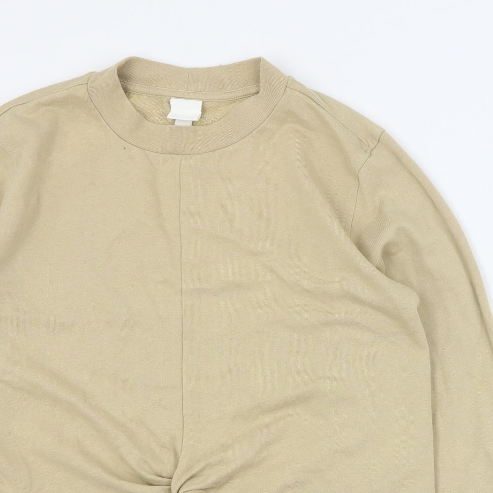 H&M Womens Beige  Cotton Pullover Sweatshirt Size M  Pullover