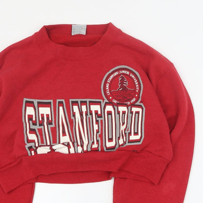 Americas Finest Womens Red  Polyester Pullover Sweatshirt Size L  Pullover - Cropped
