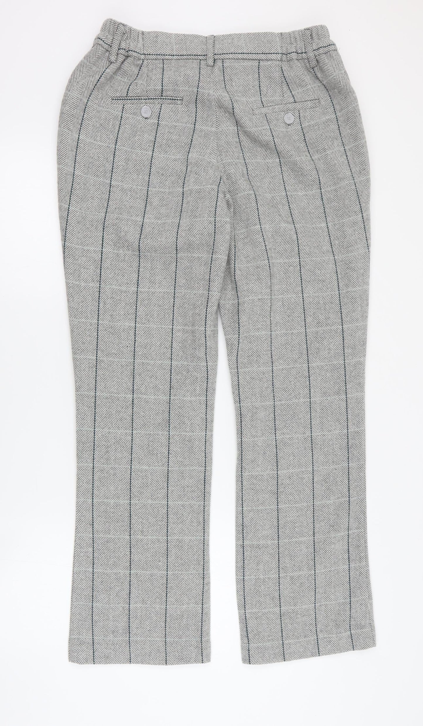 Cotton Traders Womens Grey Plaid Polyester Carrot Trousers Size 12 L30 in Regular Zip