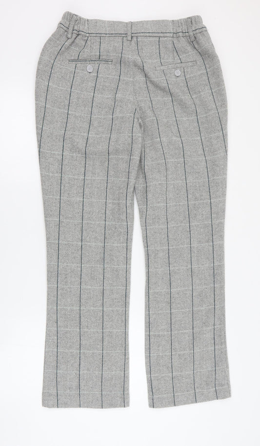 Cotton Traders Womens Grey Plaid Polyester Carrot Trousers Size 12 L30 in Regular Zip