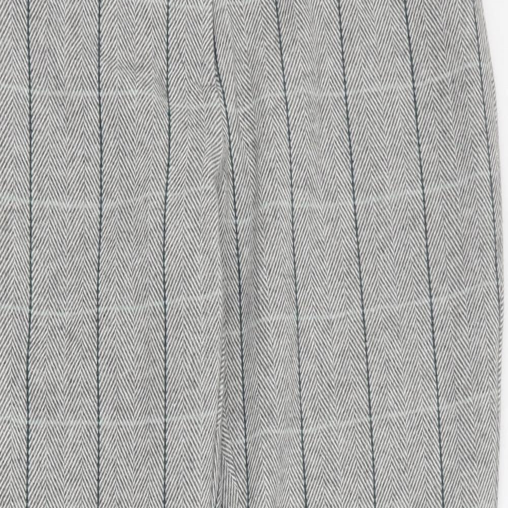 Cotton Traders Womens Grey Plaid Polyester Carrot Trousers Size 12 L30 in Regular Zip