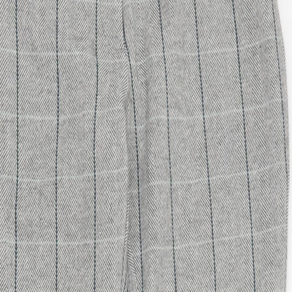 Cotton Traders Womens Grey Plaid Polyester Carrot Trousers Size 12 L30 in Regular Zip