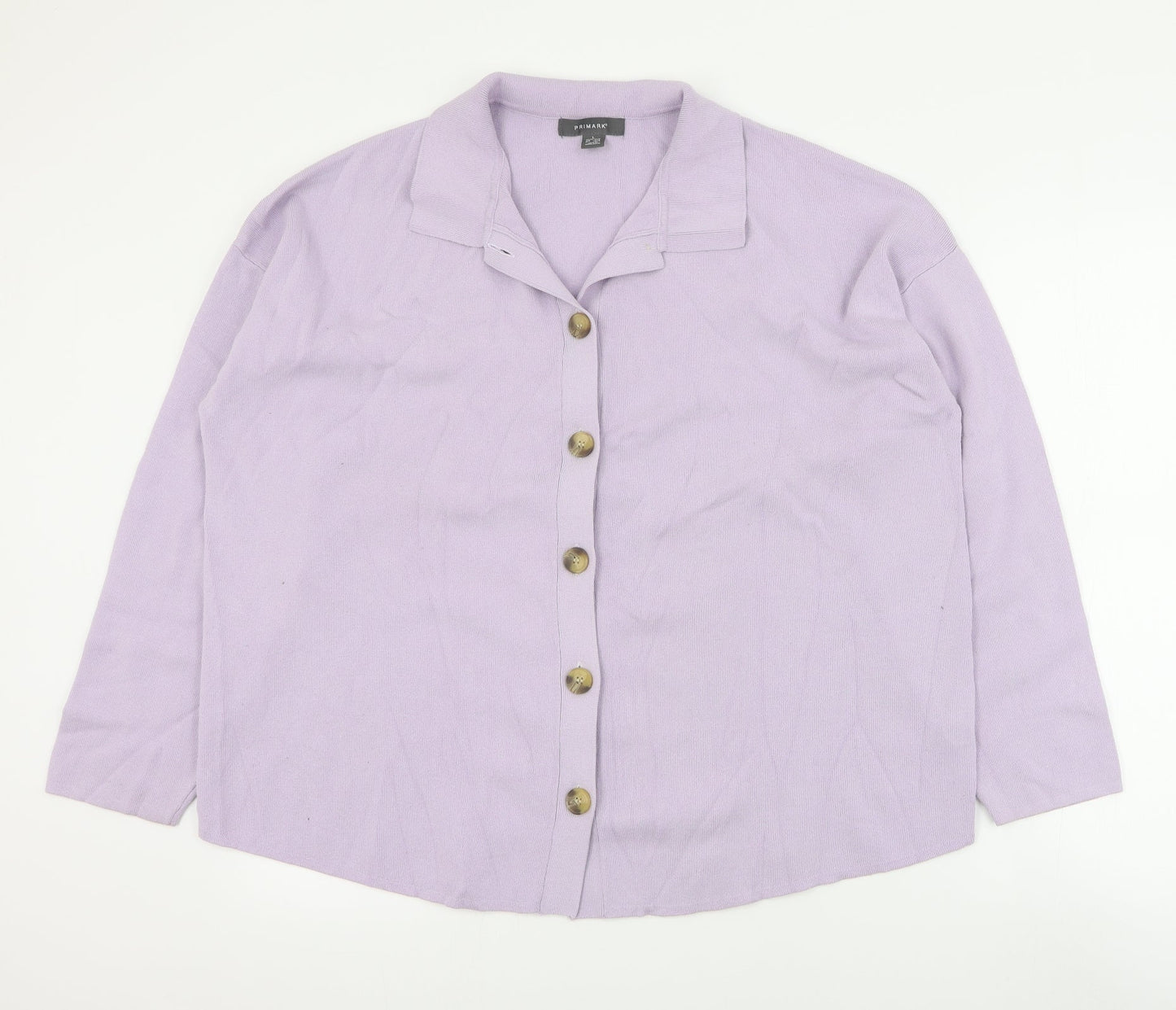 Primark Womens Purple Collared  Acrylic Cardigan Jumper Size L