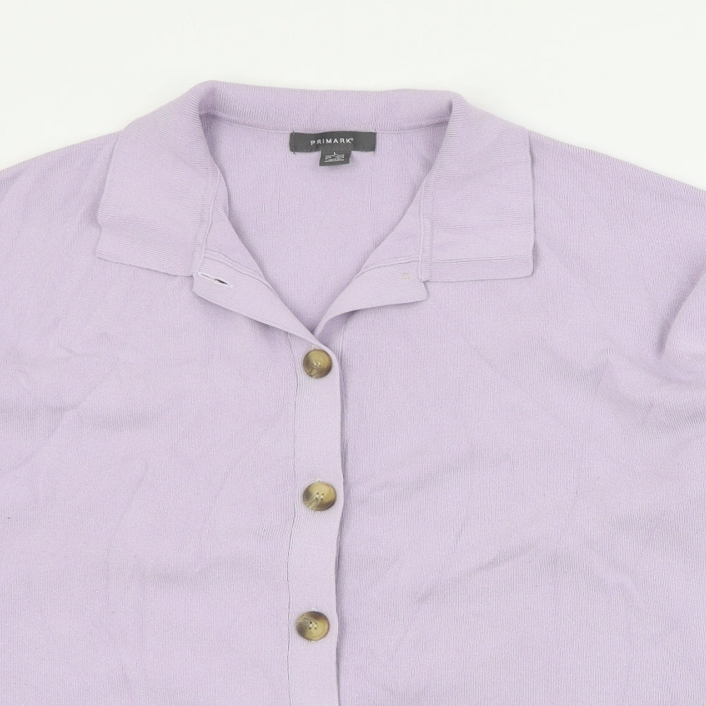 Primark Womens Purple Collared  Acrylic Cardigan Jumper Size L