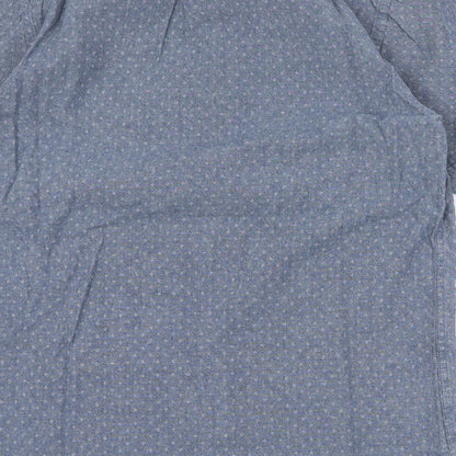 TU Mens Blue Geometric Cotton  Button-Up Size S Collared Button