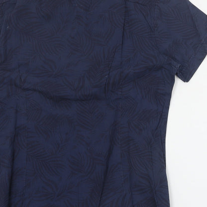 TU Mens Blue Floral Cotton  Button-Up Size S Collared Button