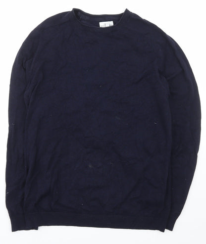 NEXT Mens Blue Square Neck  Cotton Pullover Jumper Size M