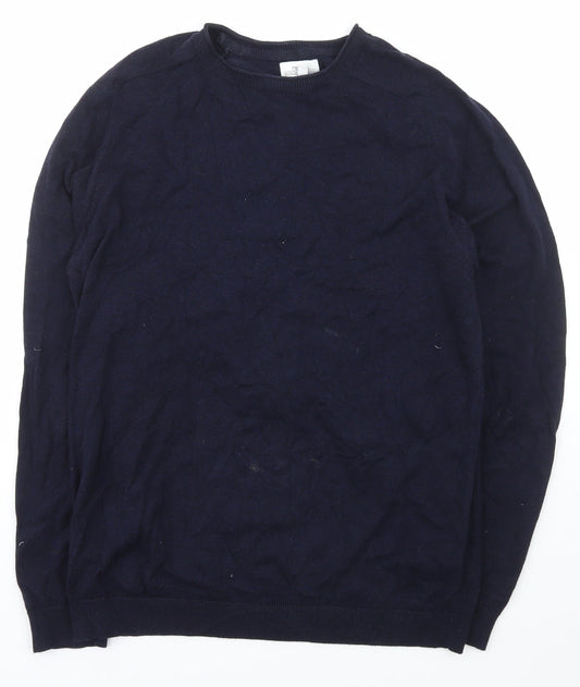 NEXT Mens Blue Square Neck  Cotton Pullover Jumper Size M