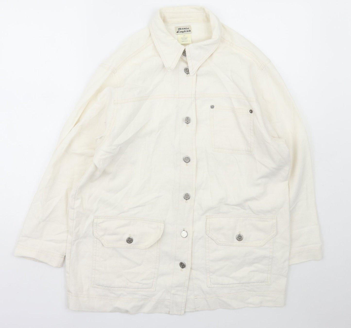Basic EnglisH Womens Ivory   Jacket  Size M  Button