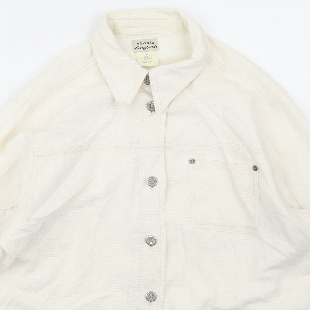 Basic EnglisH Womens Ivory   Jacket  Size M  Button