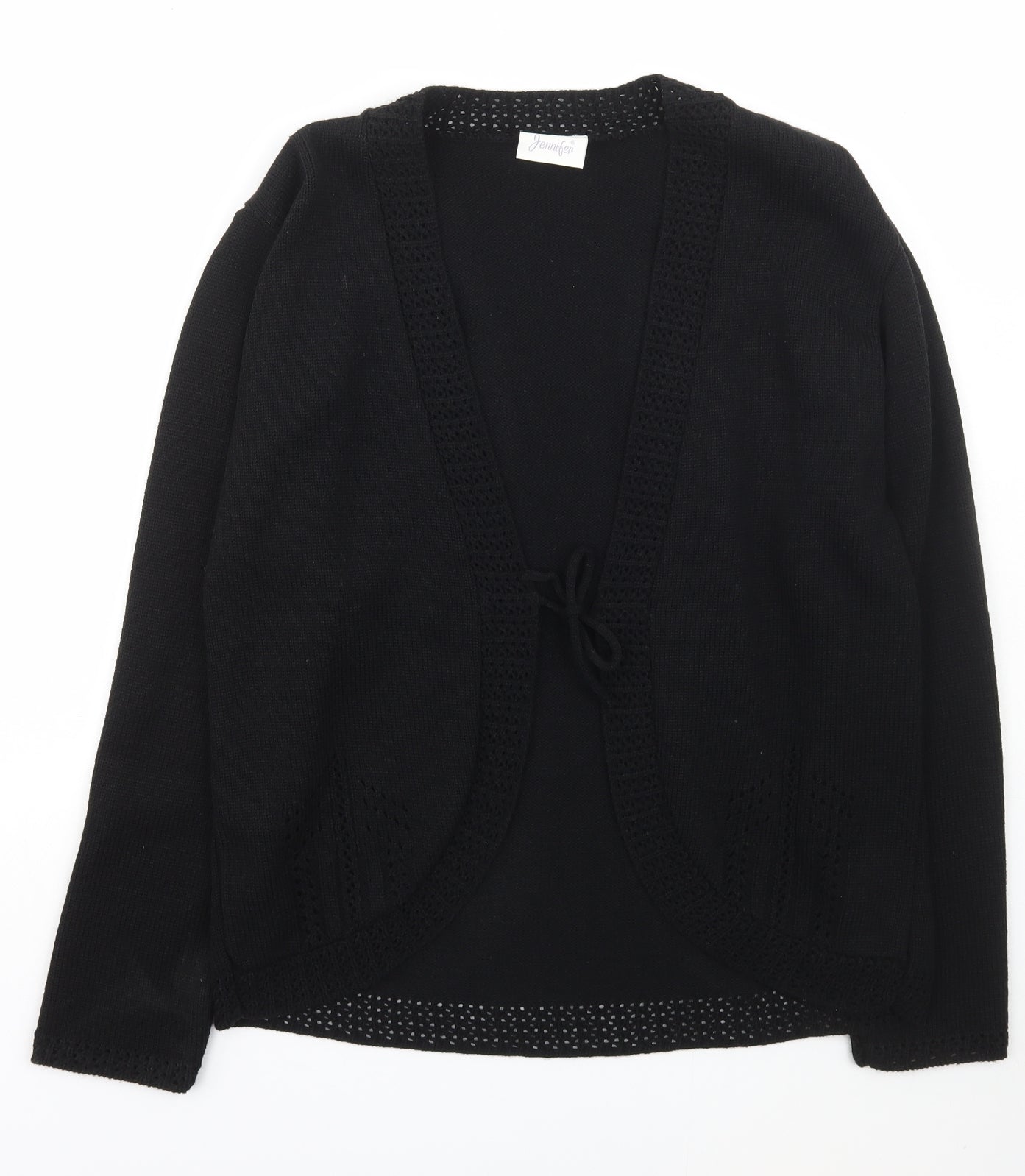 Jenifer Womens Black V-Neck  Acrylic Cardigan Jumper Size M
