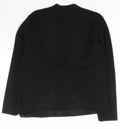 Jenifer Womens Black V-Neck  Acrylic Cardigan Jumper Size M
