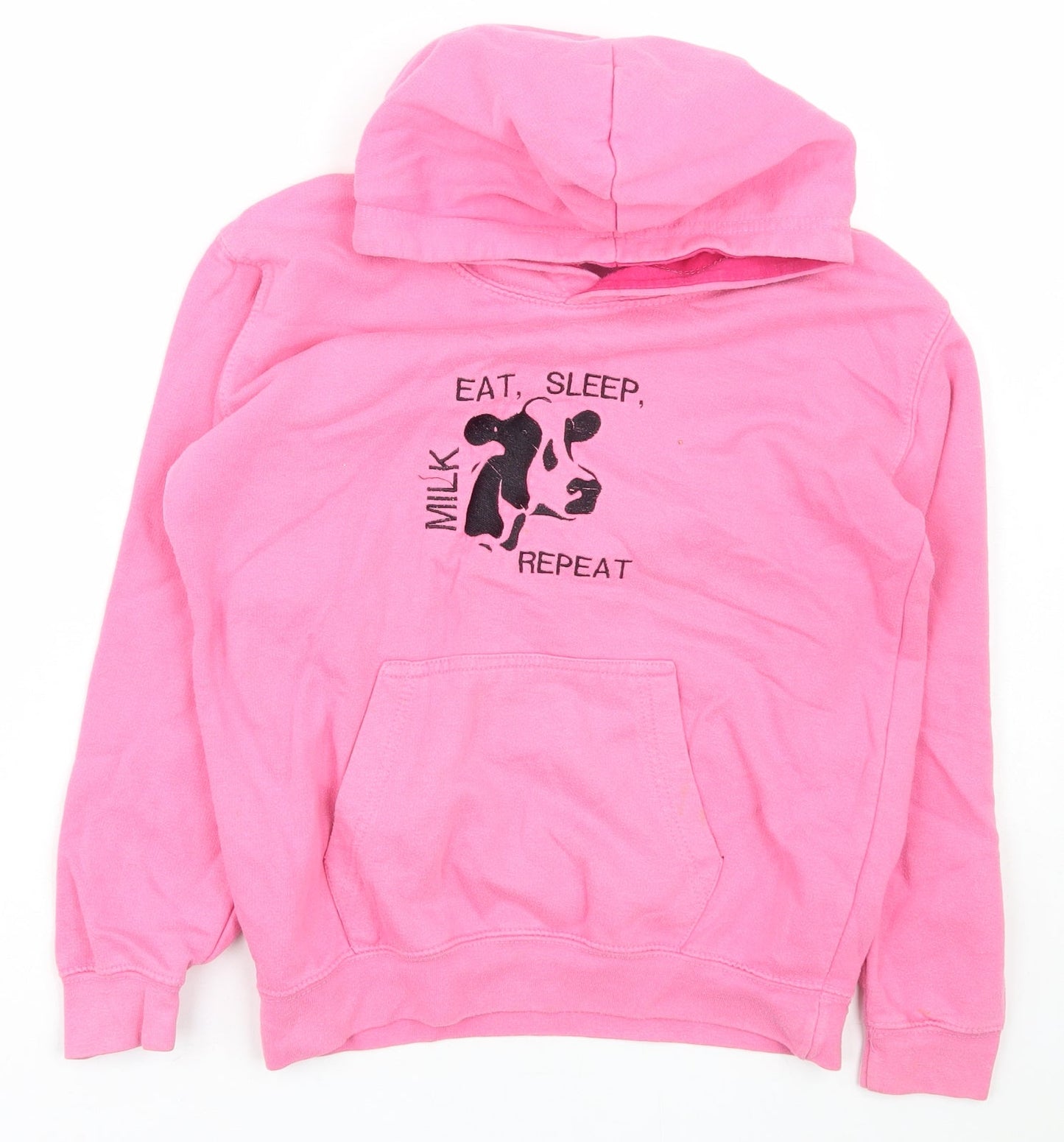 Just Hoods Girls Pink  Polyester Pullover Hoodie Size 9-10 Years  Pullover - Eat sleep repeat