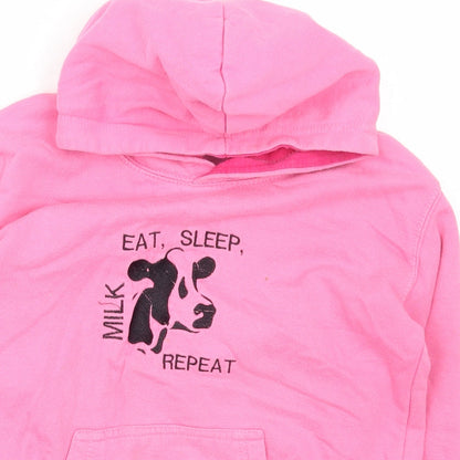 Just Hoods Girls Pink  Polyester Pullover Hoodie Size 9-10 Years  Pullover - Eat sleep repeat