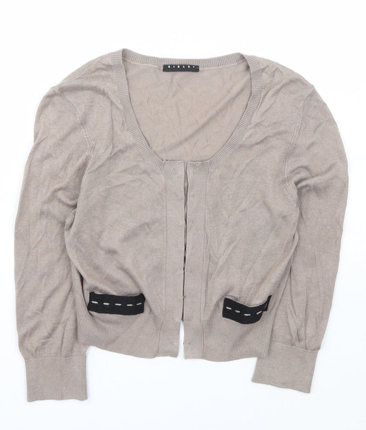 Womens UK Size S Sisley Brown Cardigan Jumper