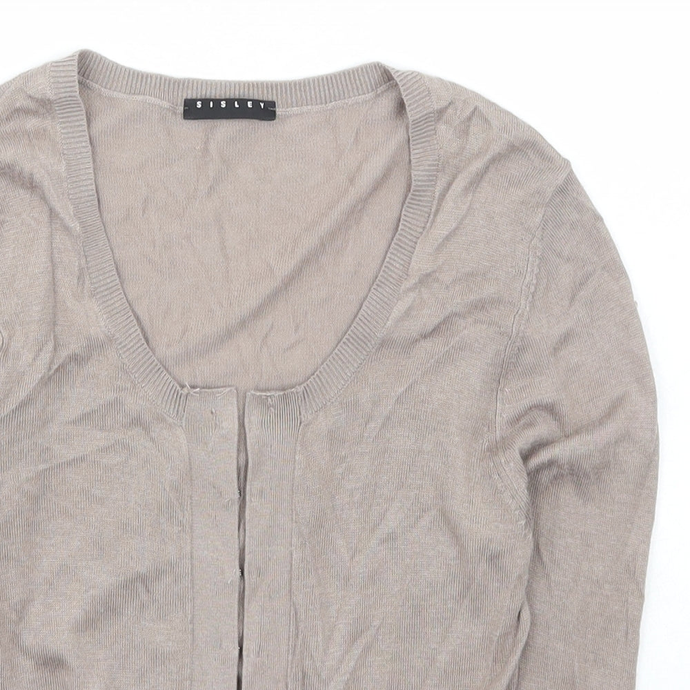Womens UK Size S Sisley Brown Cardigan Jumper