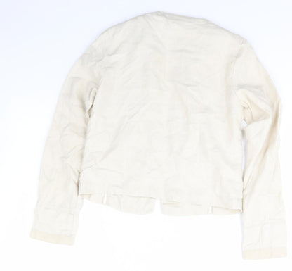 Edeis Womens Ivory   Jacket  Size 8  Hook & Eye