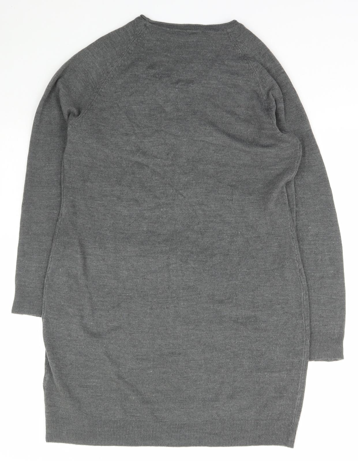 Avenue Womens Grey Scoop Neck  Acrylic Pullover Jumper Size 14