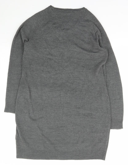 Avenue Womens Grey Scoop Neck  Acrylic Pullover Jumper Size 14