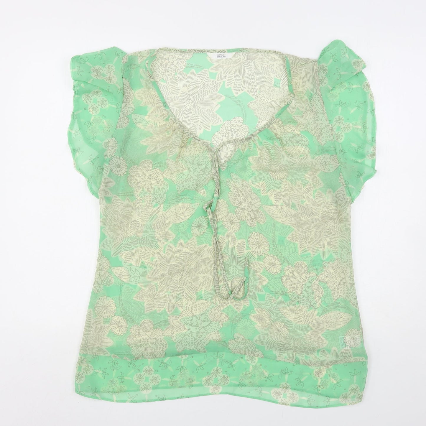 Womens UK Size 14 Marks and Spencer Green Basic Blouse