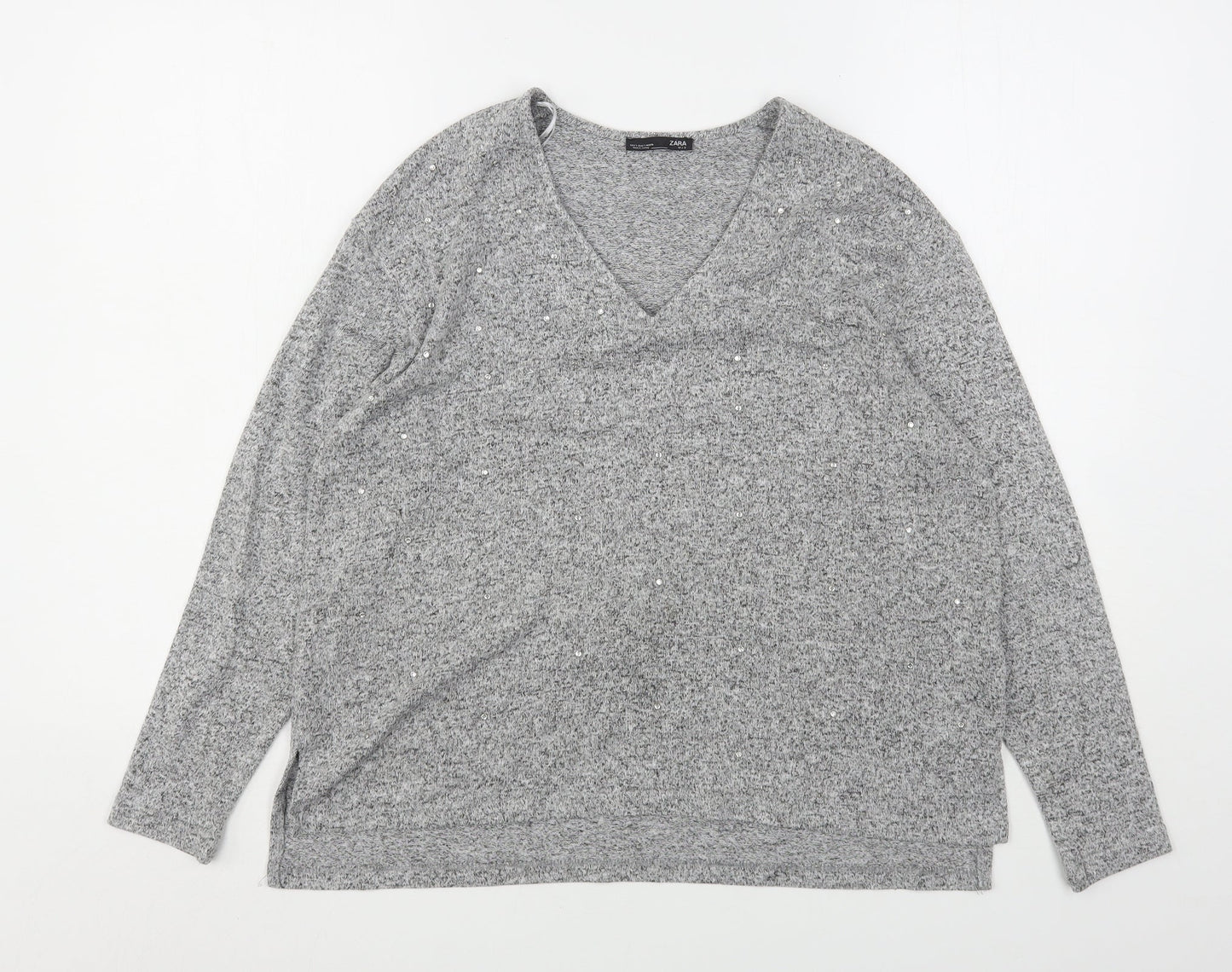 Womens UK Size S Zara Grey Pullover Jumper