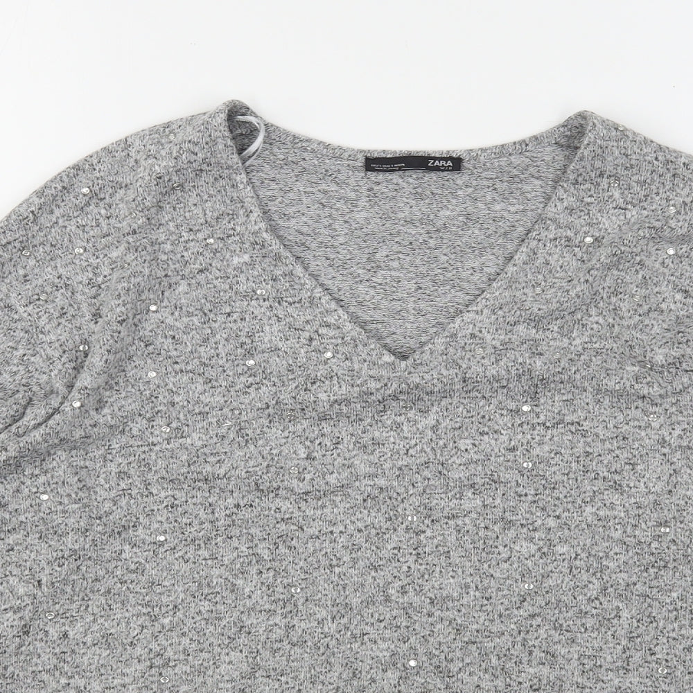 Womens UK Size S Zara Grey Pullover Jumper