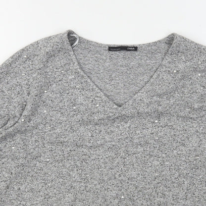 Womens UK Size S Zara Grey Pullover Jumper