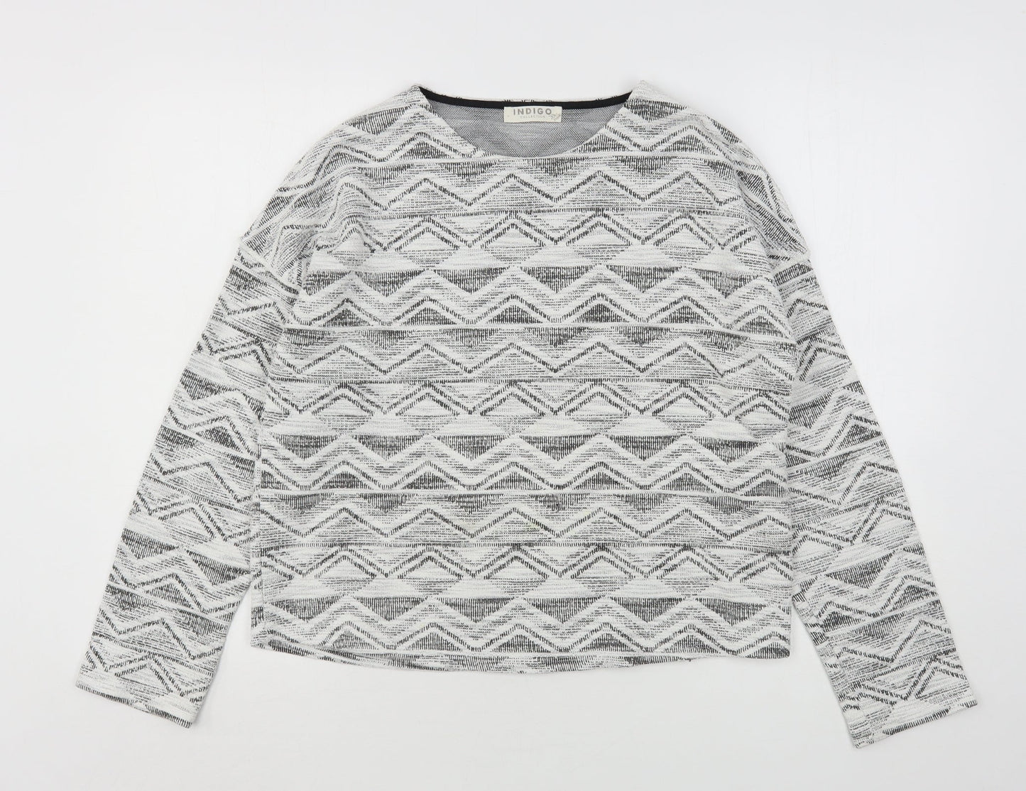 Indigo Collection Womens Multicoloured Round Neck Geometric Cotton Pullover Jumper Size 12